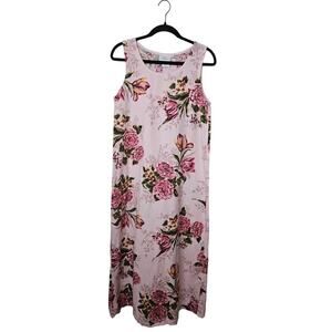 Hot Cotton Marc Ware Womens Small Pink Floral Linen Sleeveless Shift Dress